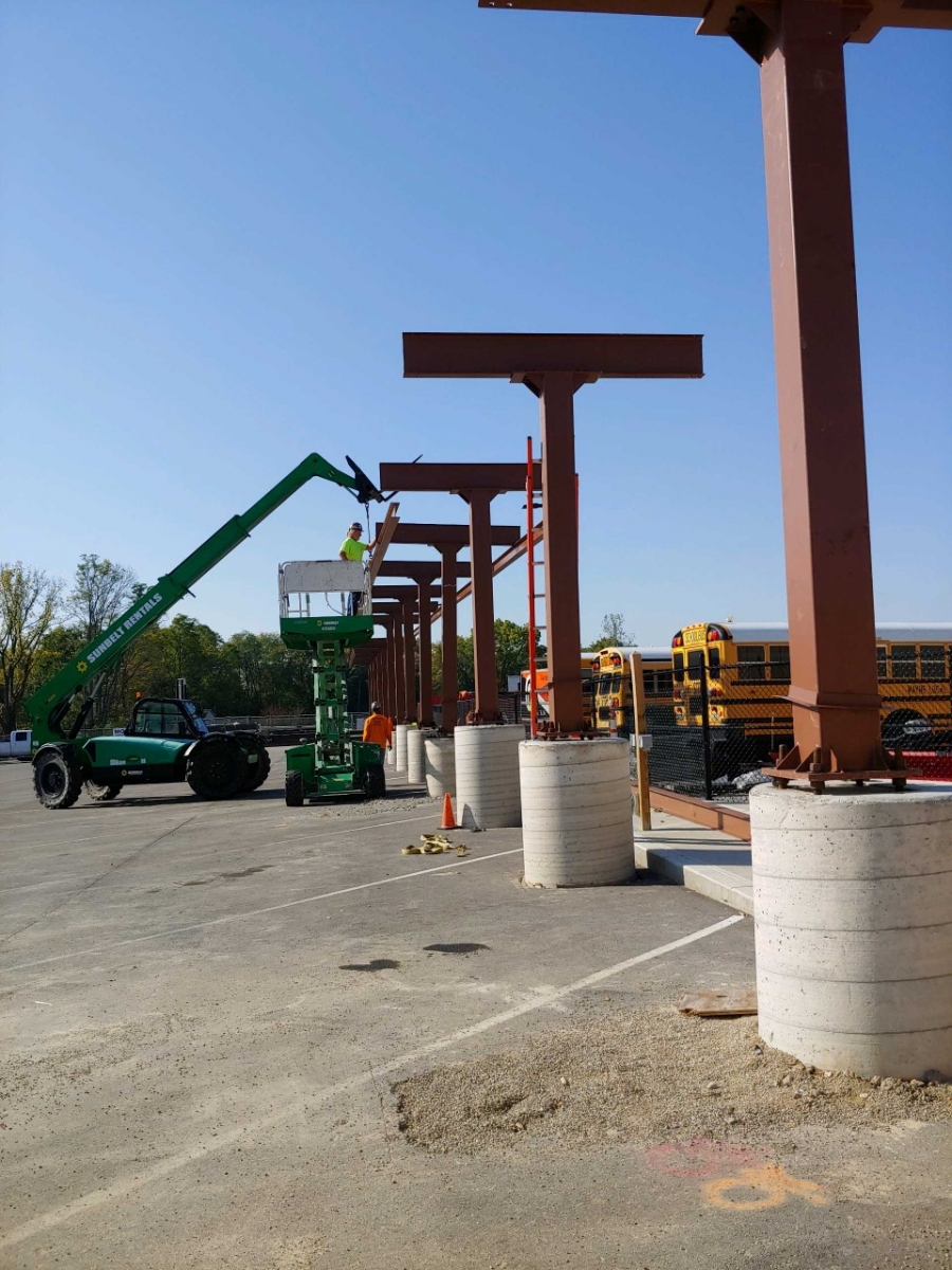 construction posts on a sidewalk